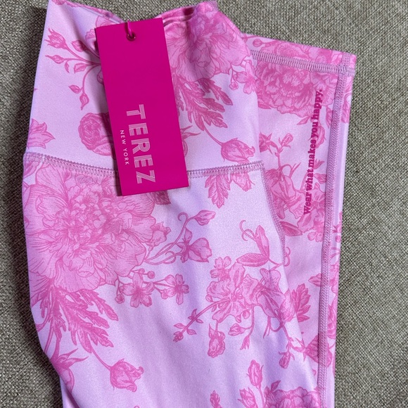 Terez Neiman Marcus pink floral ultra comfortable leggings - Picture 2 of 10